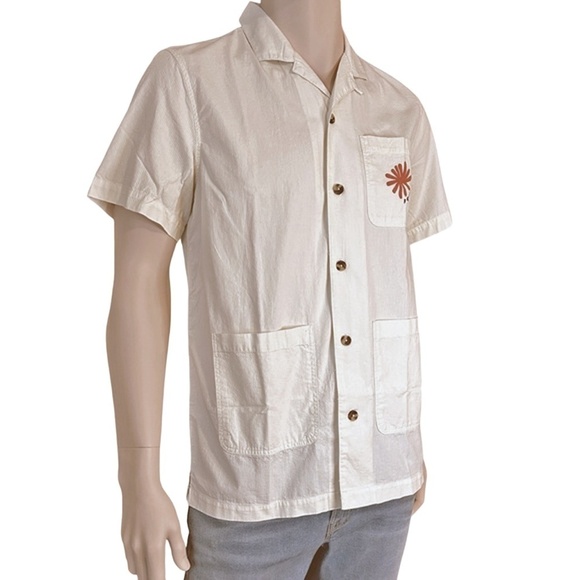 Frank and Oak Over Shirt Organic Cotton Overshirt Graphic Button Up Short Sleeve - Picture 7 of 16